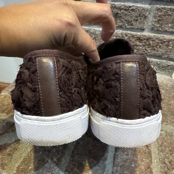 Tory Burch Flower Rosette Slip On Sneaker - Dark Red Brown - Size 8M - Picture 5 of 16